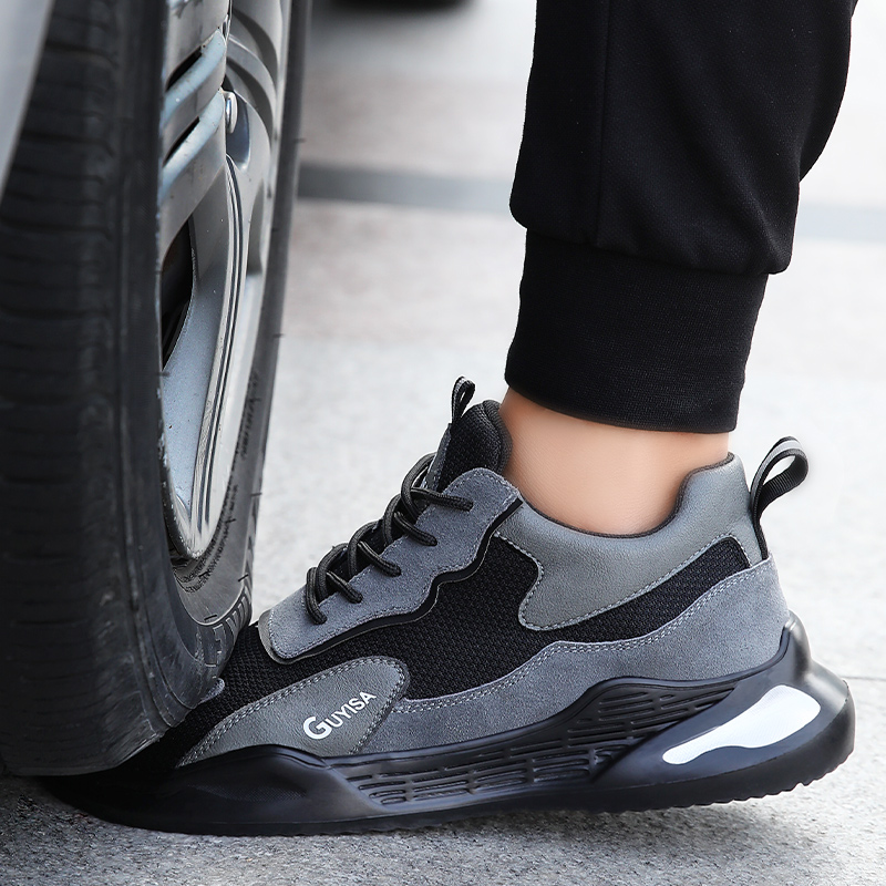 OEM  Gray Work Safety Shoe Lightweight Steel Toe Indestructible