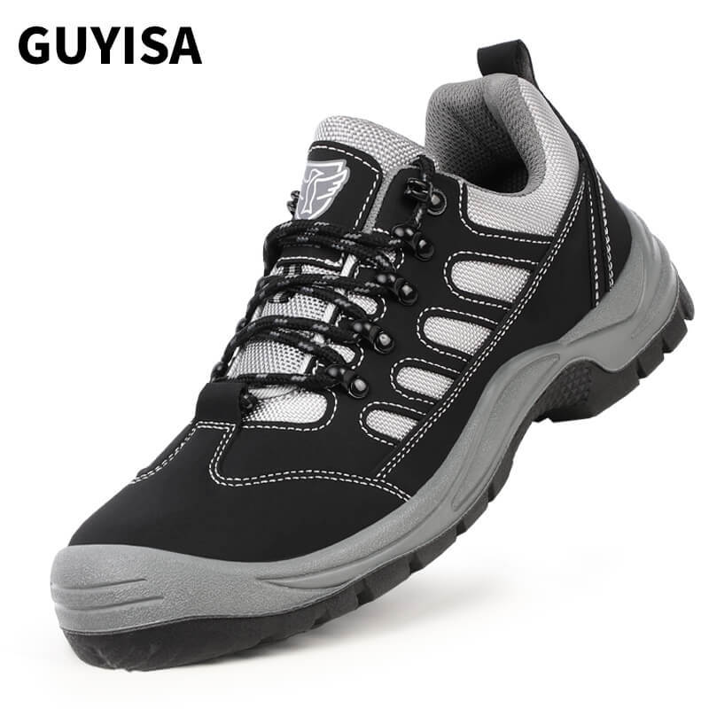 GUYISA steel toe shoes men, safety work reflective  trip puncture proof footwear industrial & construction shoe