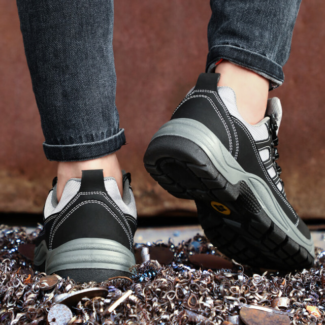 GUYISA steel toe shoes men, safety work reflective  trip puncture proof footwear industrial & construction shoe