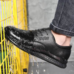 GUYISA mens non slip work shoes restaurant waterproof leather safety shoes