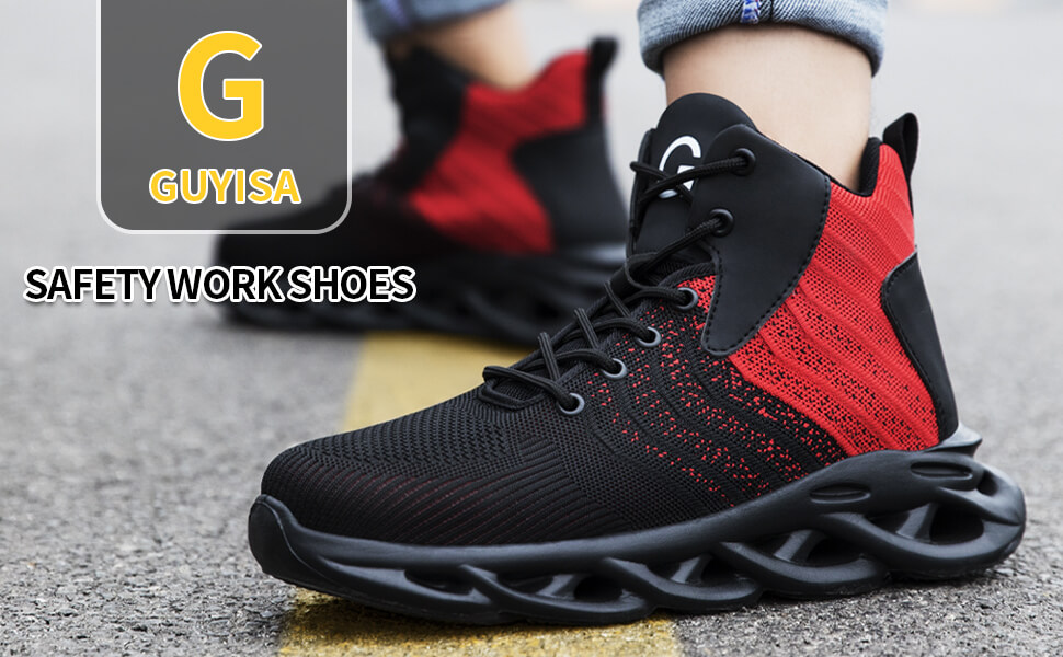 GUYISA breathable safety shoes lightweight for women with steel toe