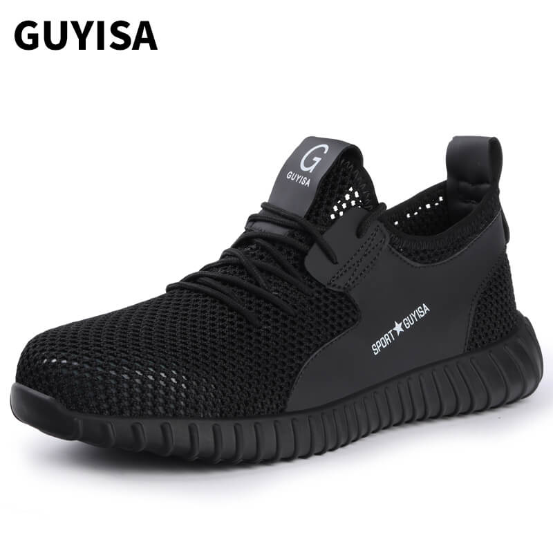Black Mesh Breathable Summer Mens Womens Safety Work Shoes Toe And Sole Protection