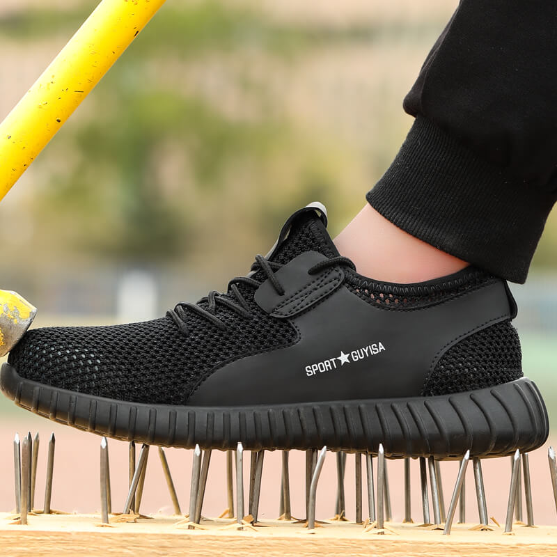 Black Mesh Breathable Summer Mens Womens Safety Work Shoes Toe And Sole Protection