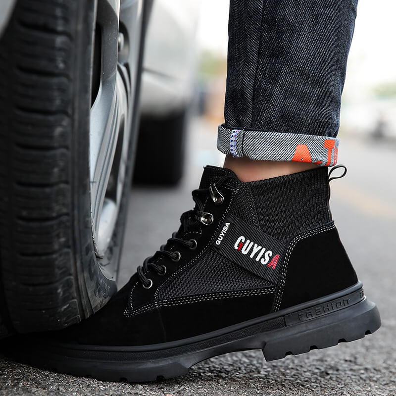 Blak Breathable Mens Womens Industrial Work Boots Protective Steel Toe Safety Shoes