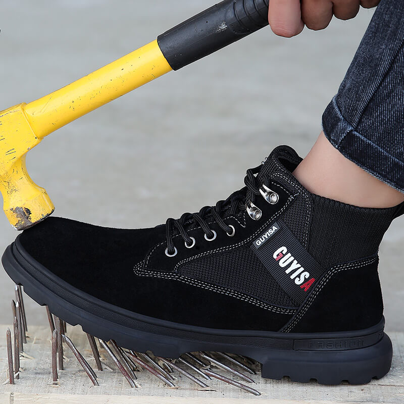 Blak Breathable Mens Womens Industrial Work Boots Protective Steel Toe Safety Shoes