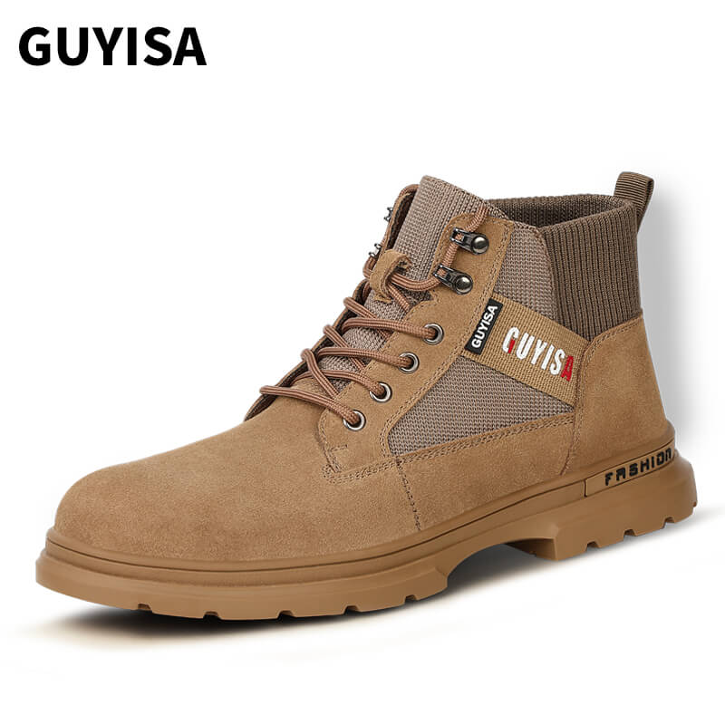 GUYISA 2076 Brown Breathable and NonSlip Safety Work Shoes