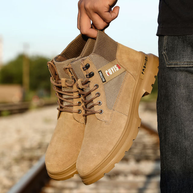 GUYISA 2076 Brown Breathable and Non-Slip Safety Work Shoes