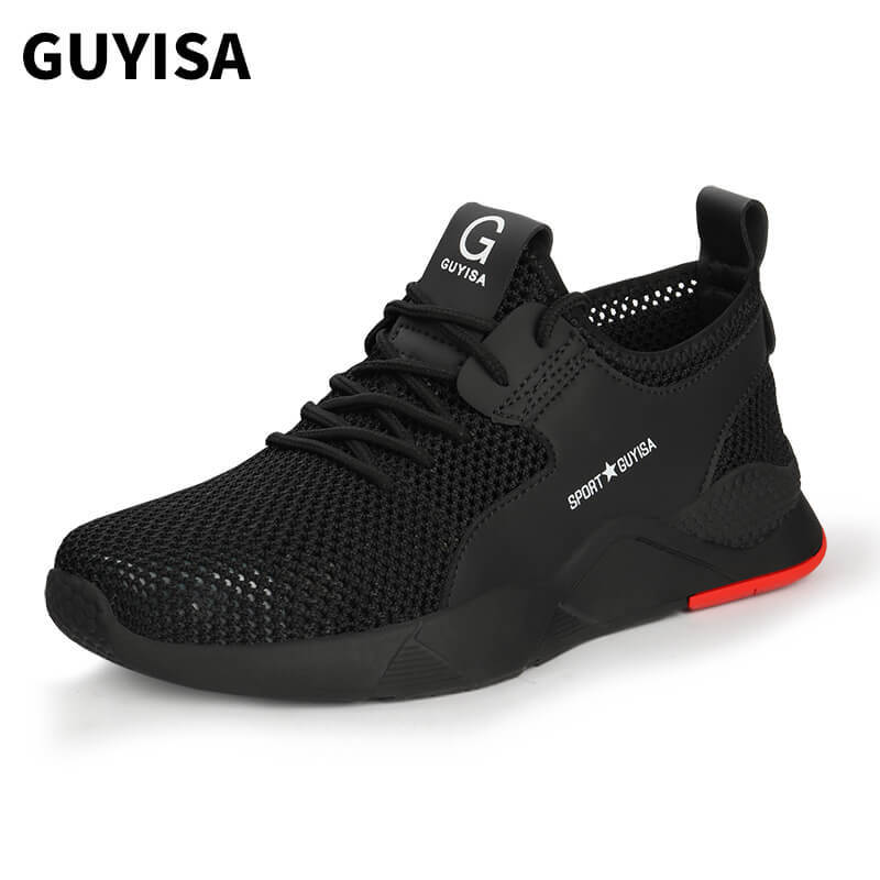 GUYISA 9118 Summer Black Breathable Safety Work Shoes