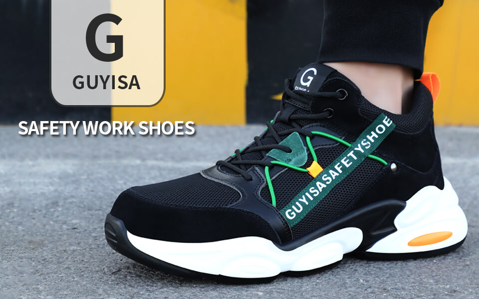 GUYISA Stylish Breathable Lightweight Safety Shoes with Steel Toe