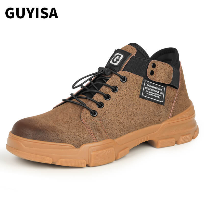 GUYISA 9135 Brown leather waterproof safety work shoes