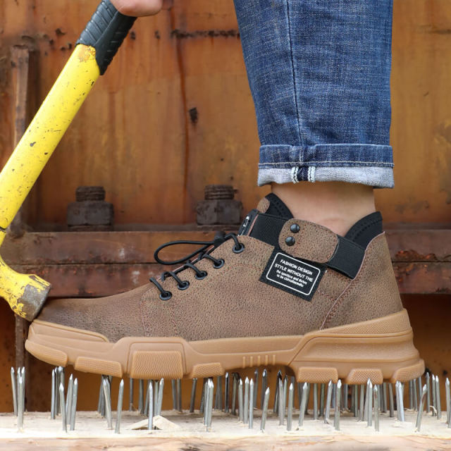 GUYISA 9135 Brown leather waterproof safety work shoes