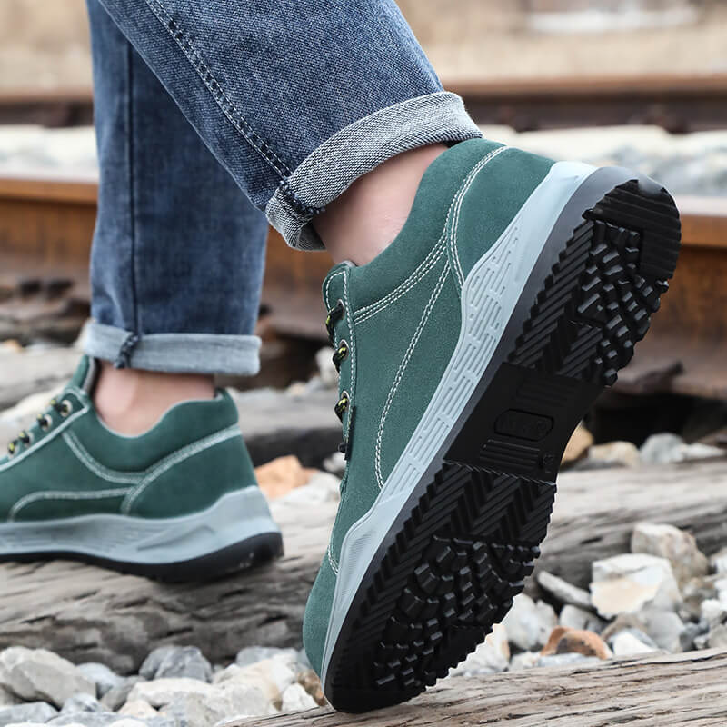 Dark Green Stylish Industrial Protective Shoes Wear-resistant Steel Toe Safety Shoes