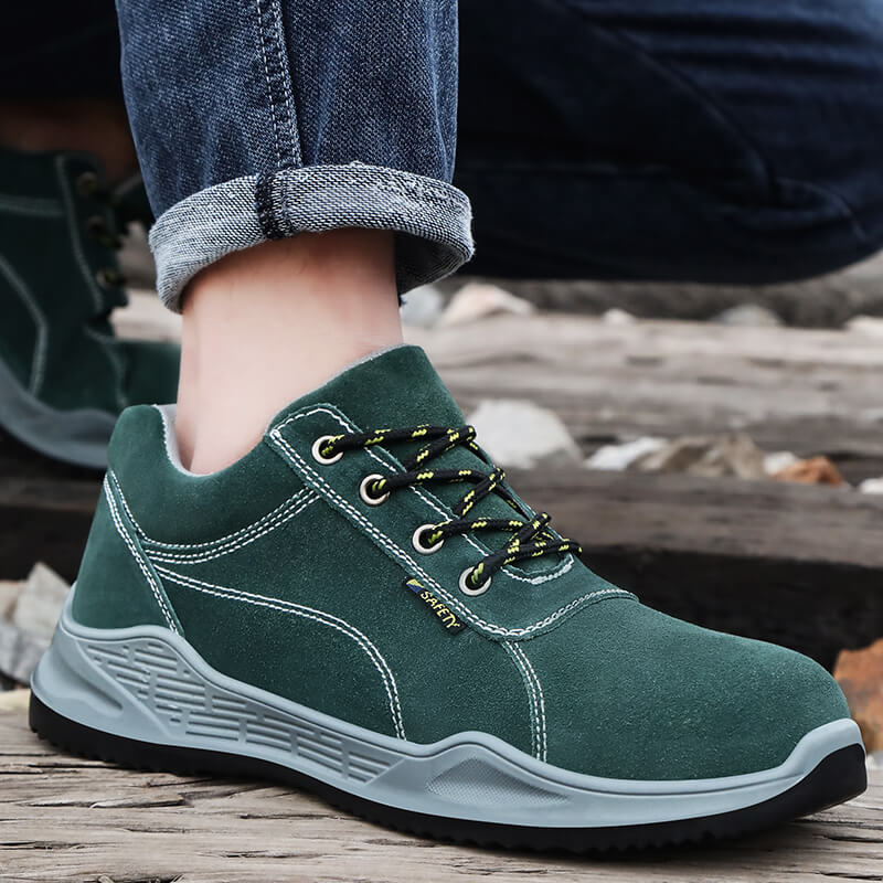 Dark Green Stylish Industrial Protective Shoes Wear-resistant Steel Toe Safety Shoes