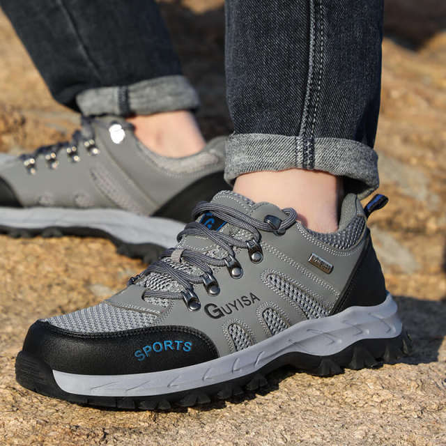 GUYISA 2135T Grey Microfiber Leather Flyknit Breathable Stylish Safety Shoes