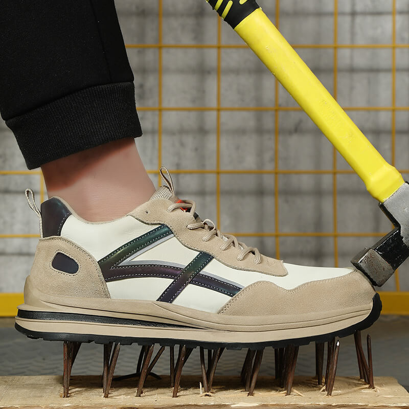 Khaki Soft Suede Safety Work Shoes Men's Women's Stylish Industrial Work Shoes