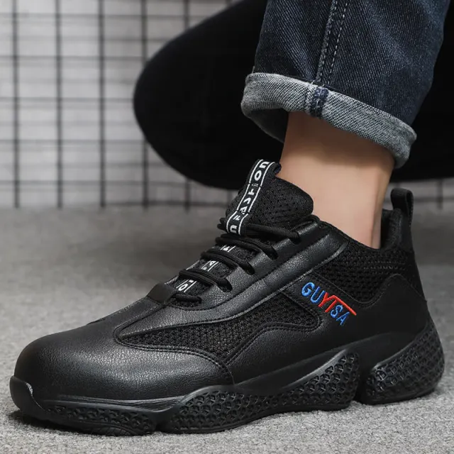 Summer breathable leather men's insulated standard plastic toe