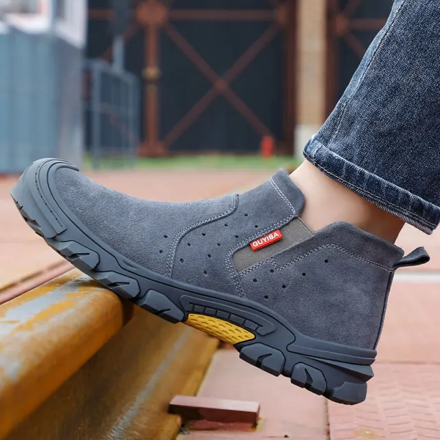 GUYISA 0213 Grey Suede Lightweight Steel Toe Safety Shoes