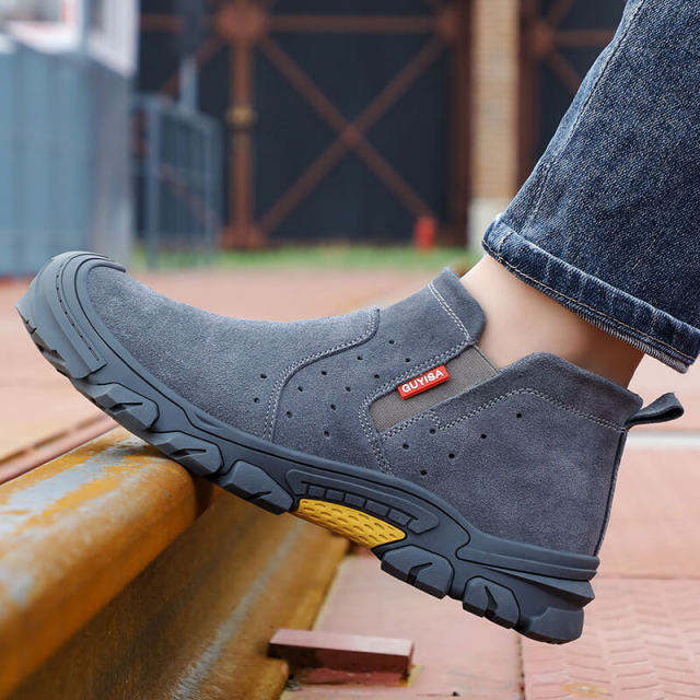 GUYISA 0213 Grey Suede Lightweight Steel Toe Safety Shoes