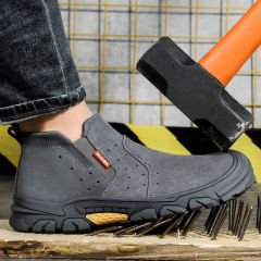 GUYISA 0213 Grey Suede Lightweight Steel Toe Safety Shoes