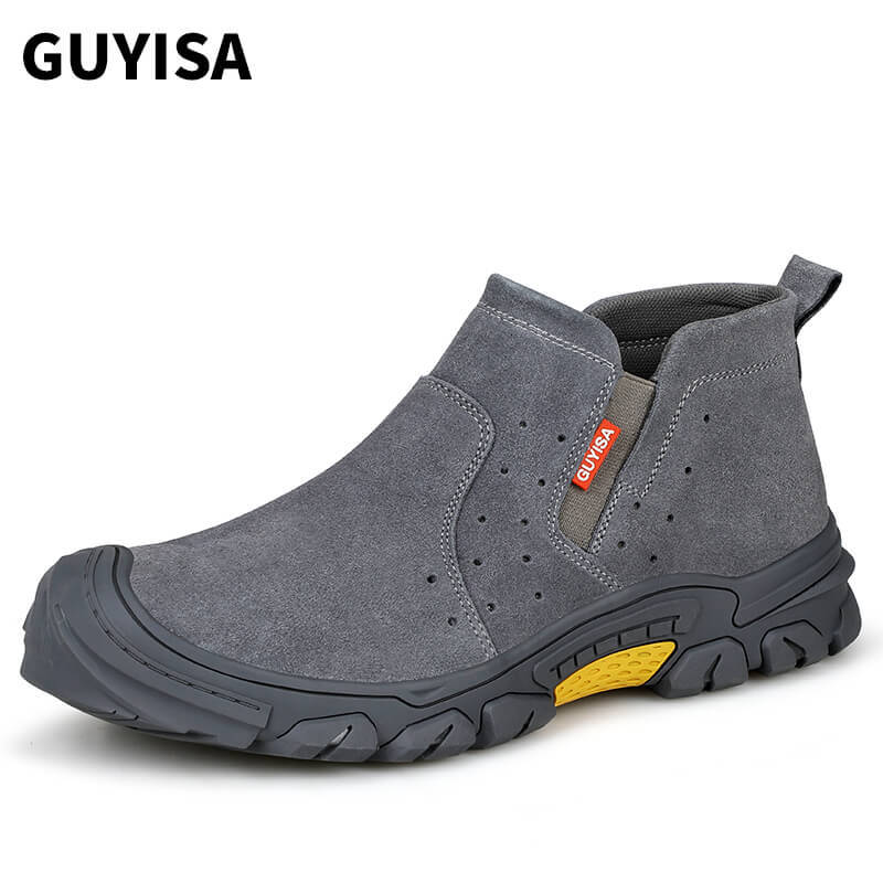 GUYISA 0213 Grey Suede Lightweight Steel Toe Safety Shoes