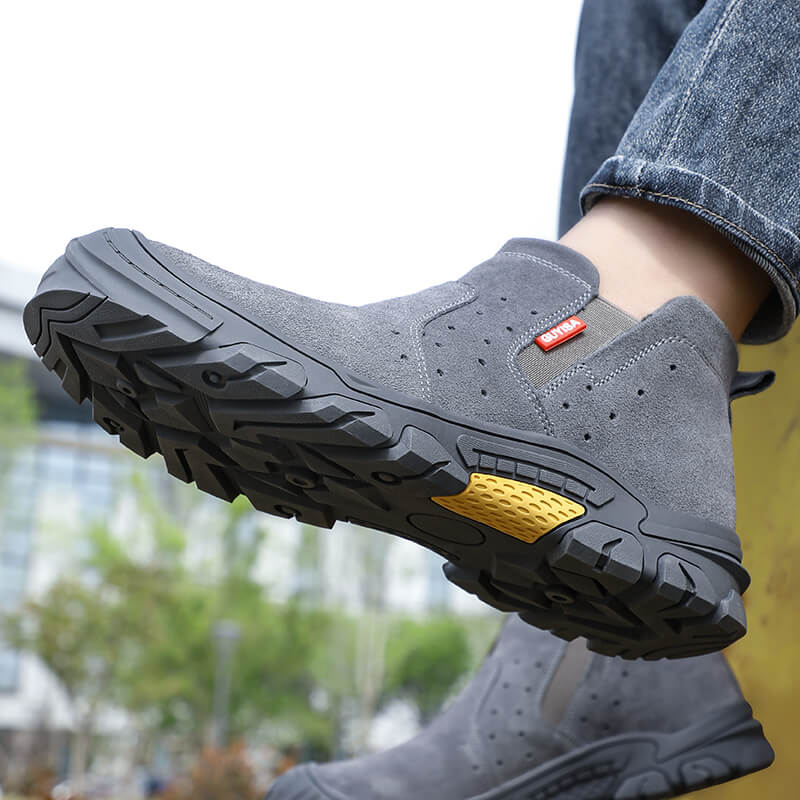 Grey Suede Lightweight Steel Toe skechers Safety Shoes