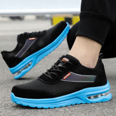 GUYISA 0221 Black and Grey Sandwich Mesh Suede Leather Breathable Fashion Steel Toe Safety Shoes