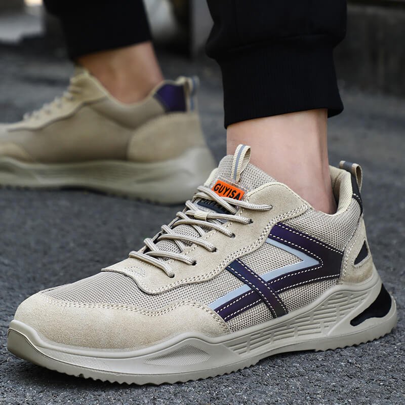 Suede and Mesh Breathable Stylish Steel Toe Safety Shoes