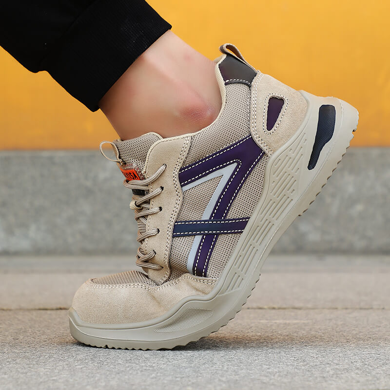 Suede and Mesh Breathable Stylish Steel Toe Safety Shoes