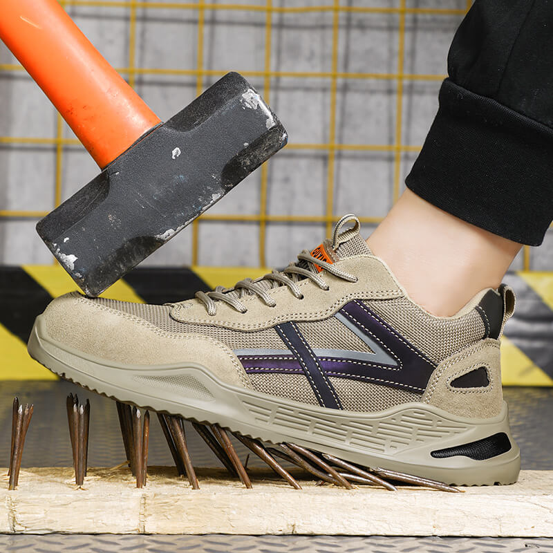 Suede and Mesh Breathable Stylish Steel Toe Safety Shoes