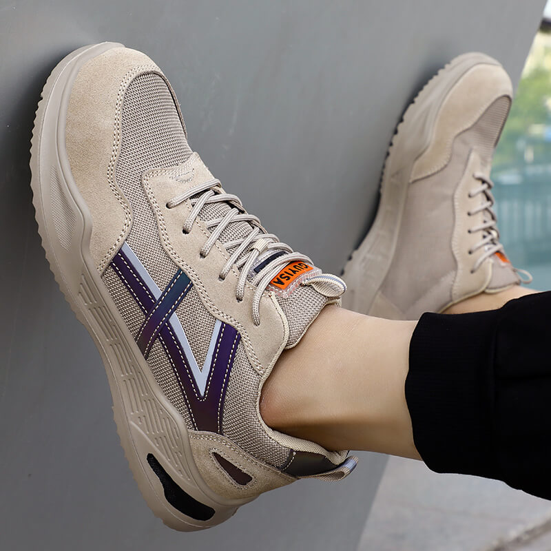 Suede and Mesh Breathable Stylish Steel Toe Safety Shoes