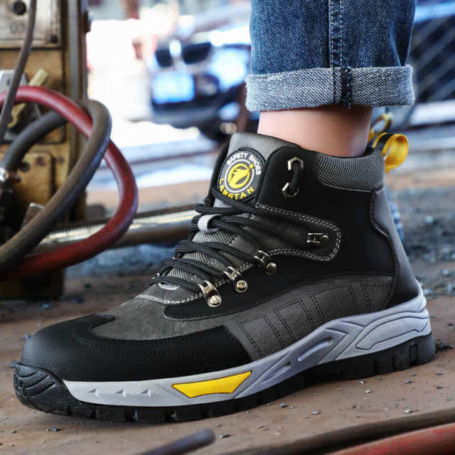 GUYISA G110LT Suede and Mesh Breathable Stylish Steel Toe Safety Shoes