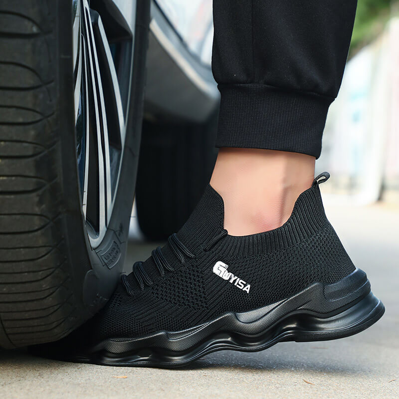 Suede and Mesh Breathable Stylish Steel Toe Safety Shoes