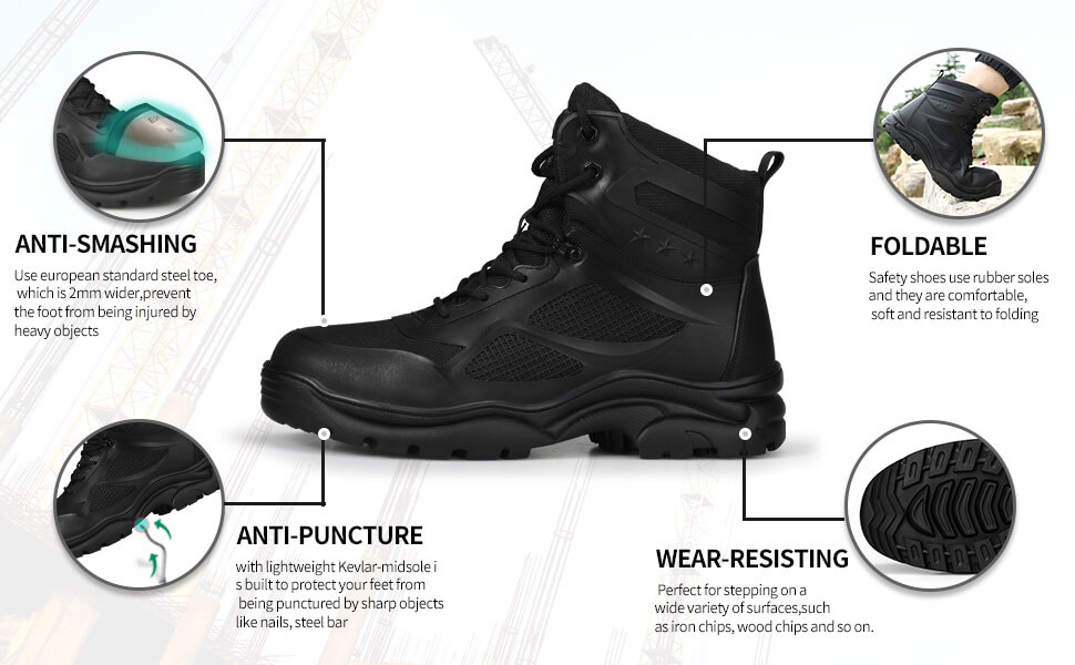 Outdoor hiking non-slip wear-resistant construction site steel toe ...