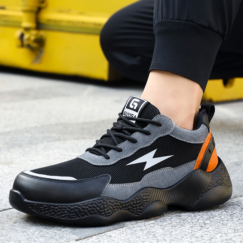 GUYISA 0235BK Acceptable custom non-slip PU sole steel toe safety shoes for men