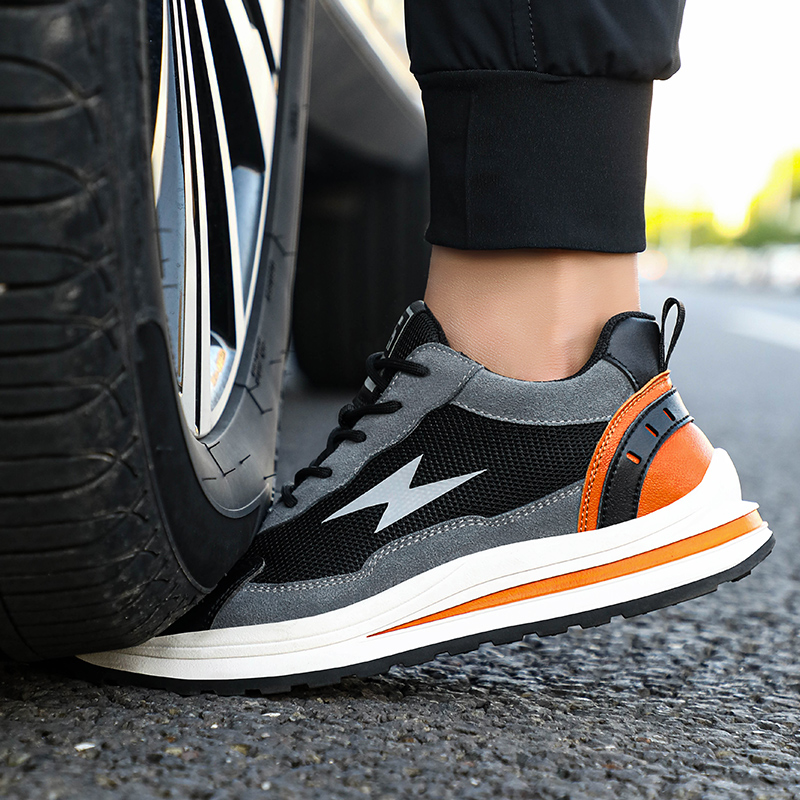 Acceptable custom non-slip rubber sole steel toe safety shoes for men