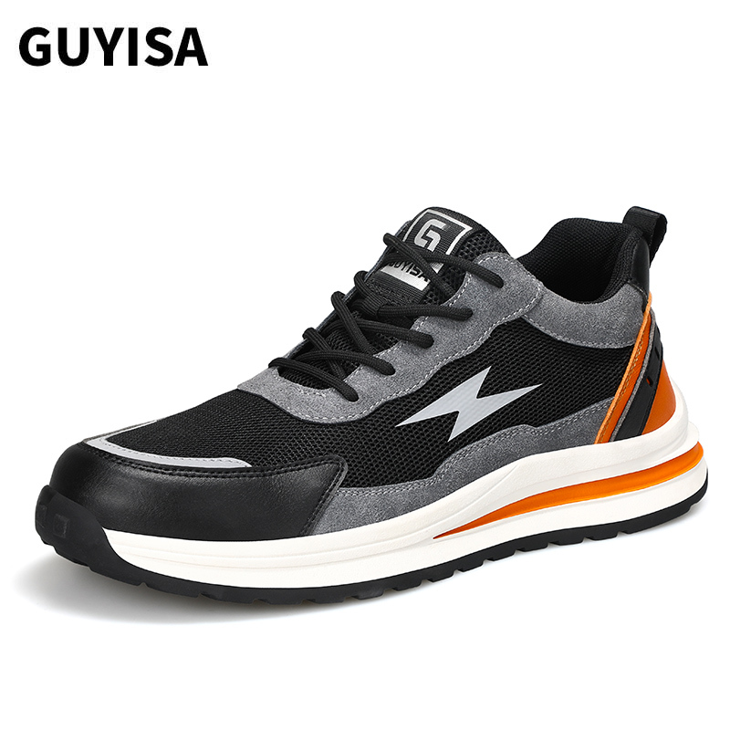 GUYISA 0235 Acceptable custom non-slip rubber sole steel toe safety shoes for men