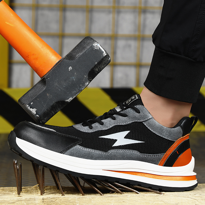 Acceptable custom non-slip rubber sole steel toe safety shoes for men