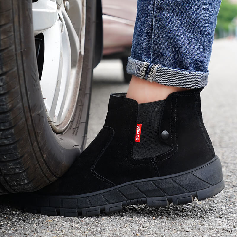 Anti-scalding suede welder's work steel toe safety boots