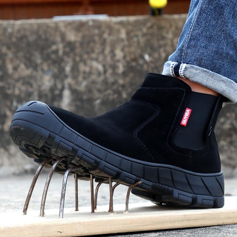 Anti-scalding suede welder's work steel toe safety boots