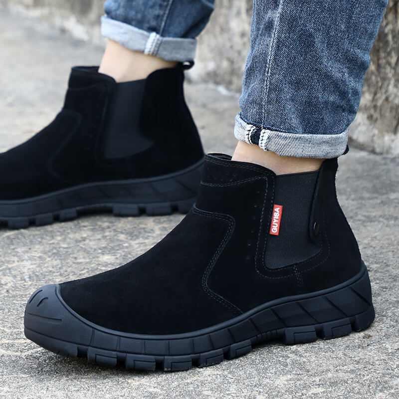 Anti-scalding suede welder's work steel toe safety boots