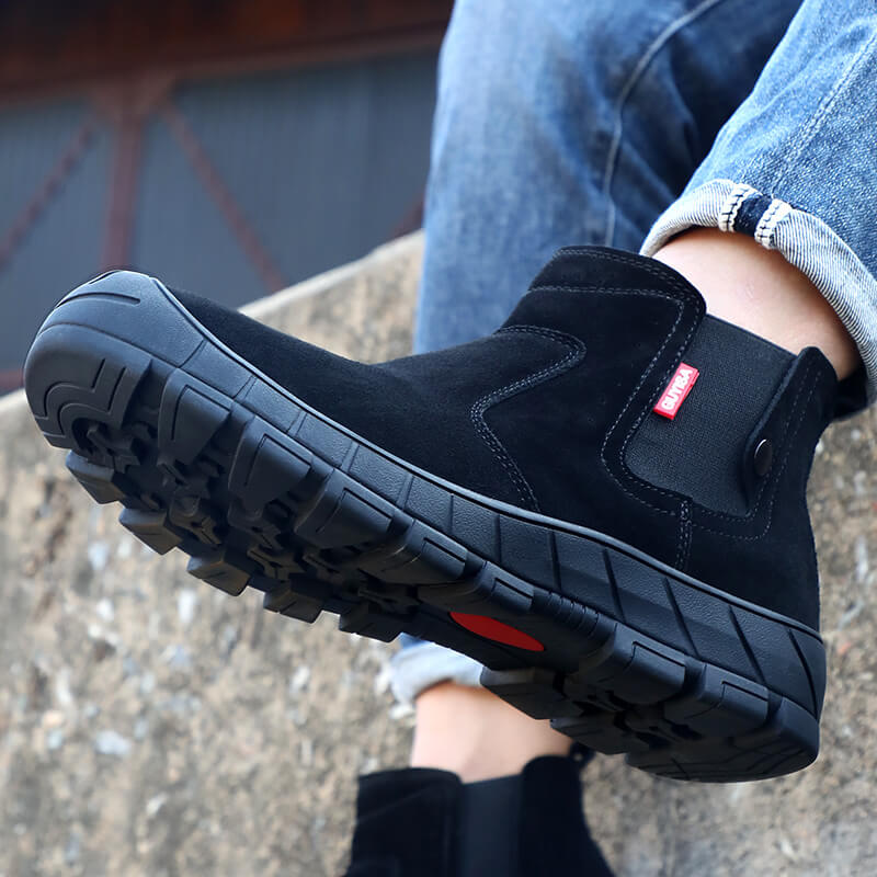 Anti-scalding suede welder's work steel toe safety boots