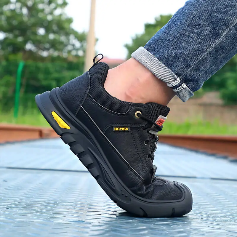 GUYISA 0253 Waterproof microfiber leather steel toe safety work shoes for men