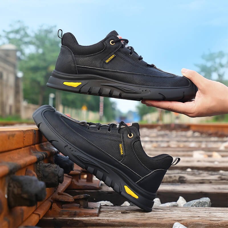 Waterproof microfiber leather steel toe safety work shoes for men