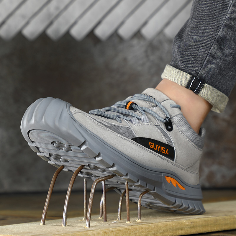 Comfortable wear resistant breathable rubber soled steel toe tennis shoes