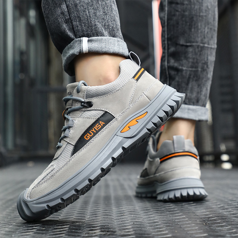 Comfortable wear resistant breathable rubber soled steel toe tennis shoes