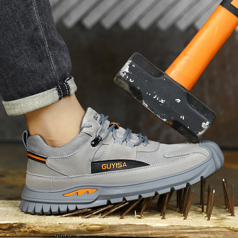 Comfortable wear resistant breathable rubber soled steel toe tennis shoes