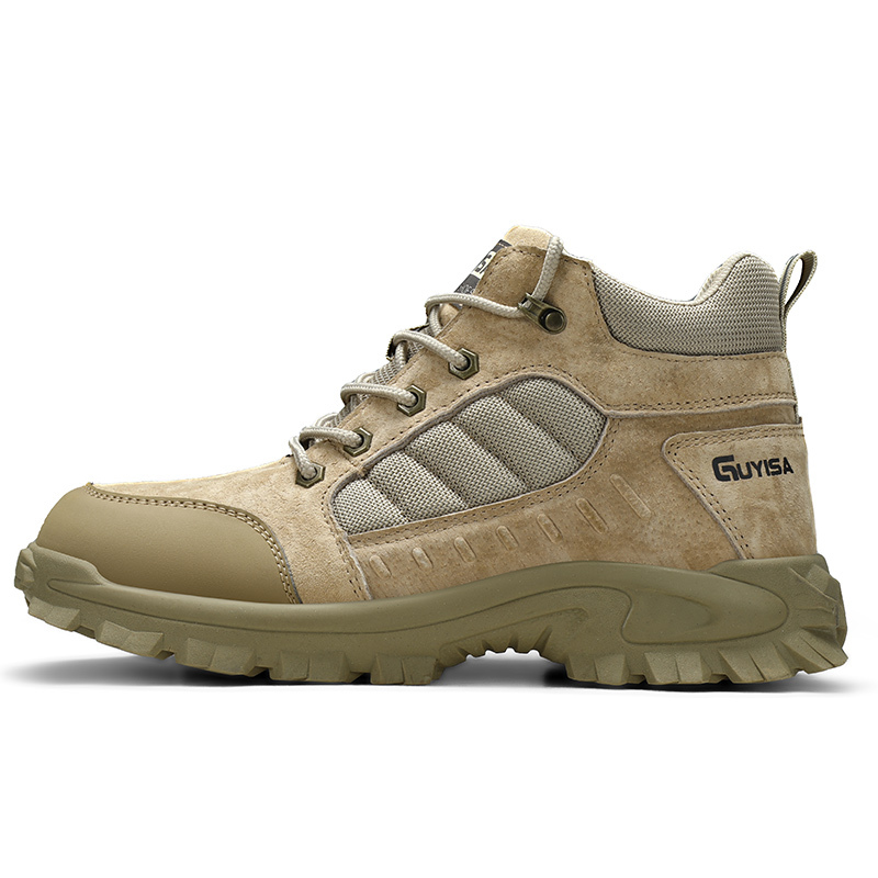 GUYISA 0276 Suede and Mesh Breathable Stylish Steel Toe Safety Shoes comfortable