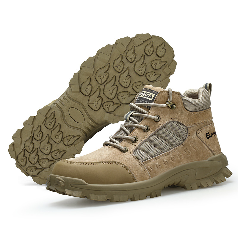 GUYISA 0276 Suede and Mesh Breathable Stylish Steel Toe Safety Shoes comfortable