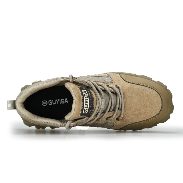 GUYISA 0276 Suede and Mesh Breathable Stylish Steel Toe Safety Shoes comfortable