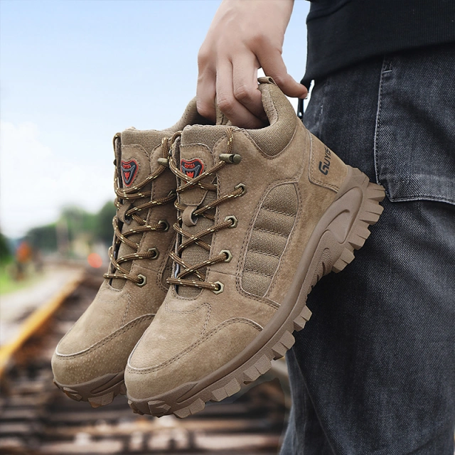 GUYISA 0276BK Suede and Mesh Breathable Stylish Steel Toe Safety Shoes comfortable